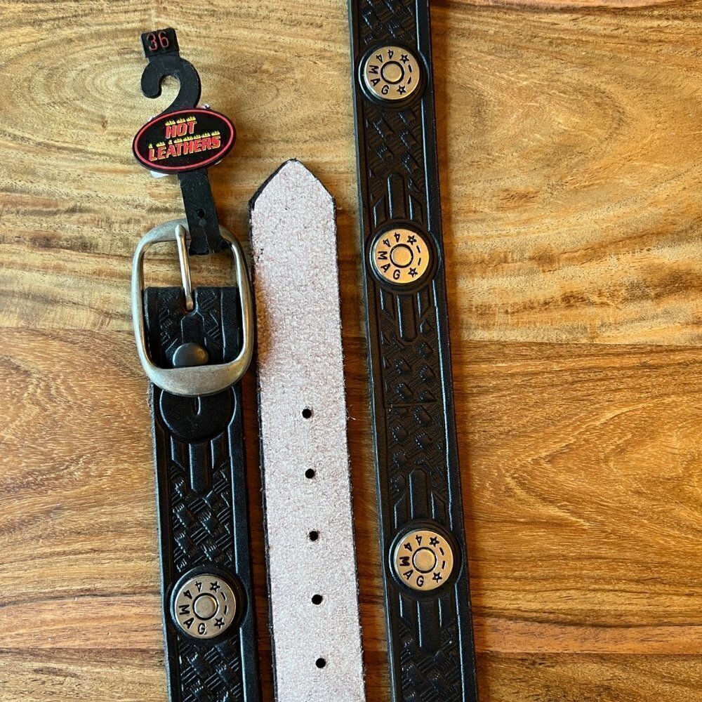 NWT Hot Leathers 44 Mag Studded Black Leather Belt #1